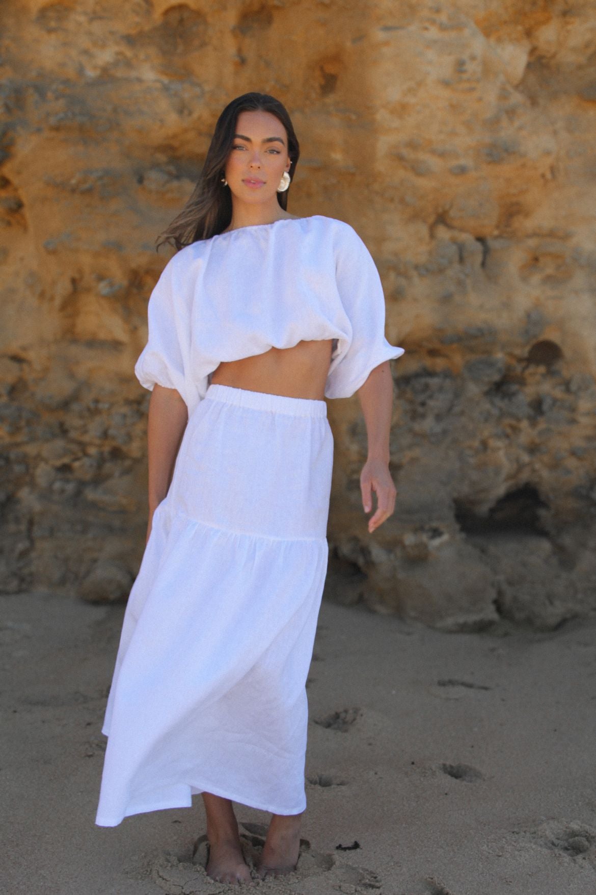 White linen top skirt sale