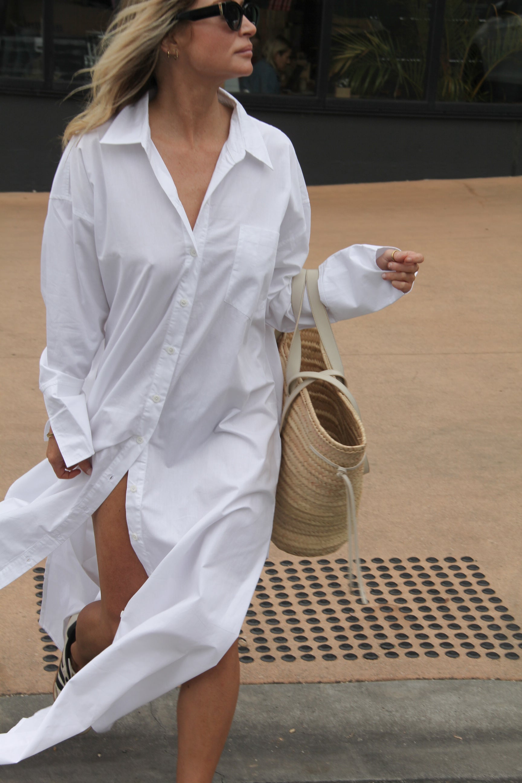 The Ease Label - Margot Maxi Dress - Maxi shirt dress in white cotton poplin